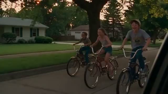 Sunset street, kids on bikes